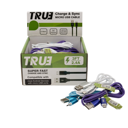 78328- True 3' Micro 2.4A Cable 25ct