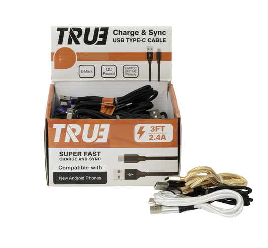 78332- True 3' Type C 2.4A Cable 25ct