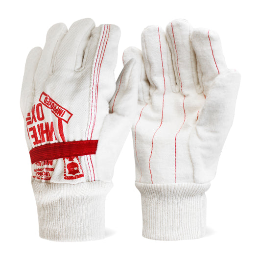 1016- White Canvas 22oz Ox With Elastic Band Glove