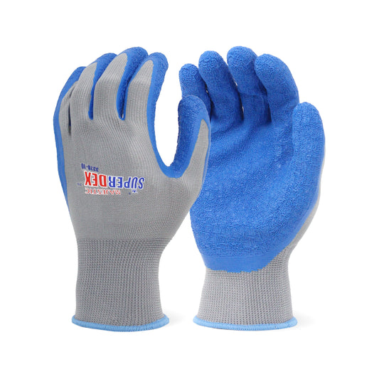 330- Unlined Lightweight SuperDex Latex Palm Dipped Glove on Nylon Liner Blue Glove