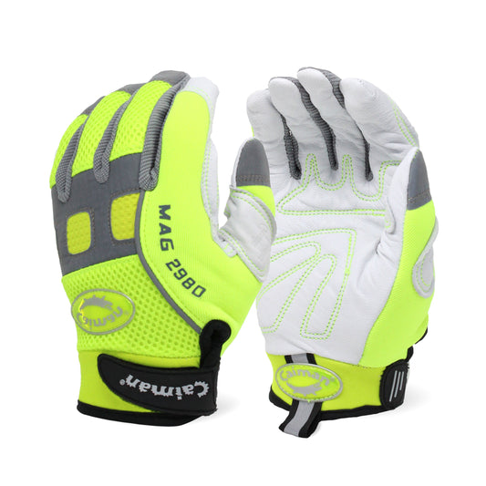 3625- Unlined Goatskin Hi-Vis Reflective Back Knuckle Protection Tech Glove