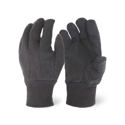 402- Brown Jersey PVC Dot Glove